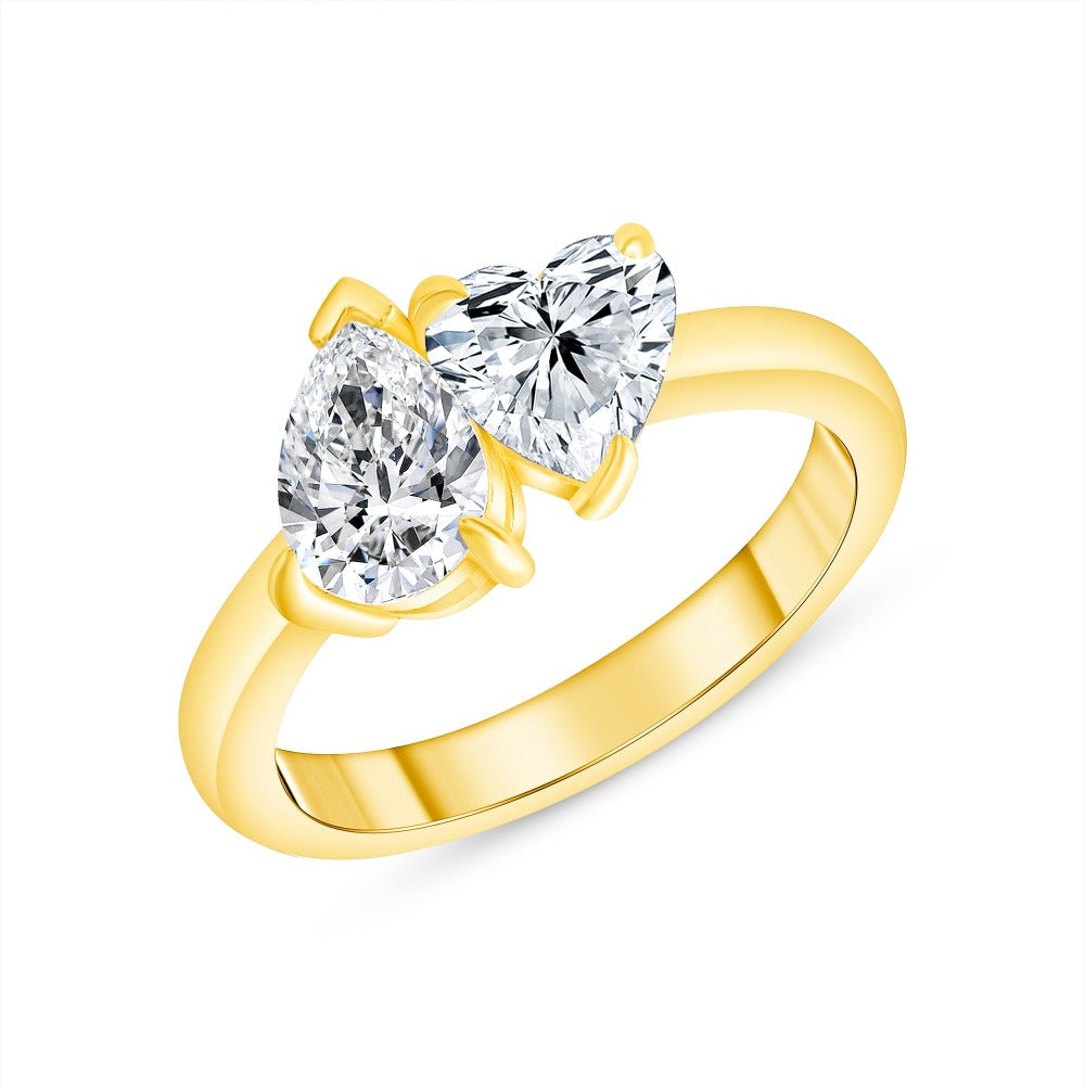 Yellow gold heart hot sale shaped diamond engagement rings