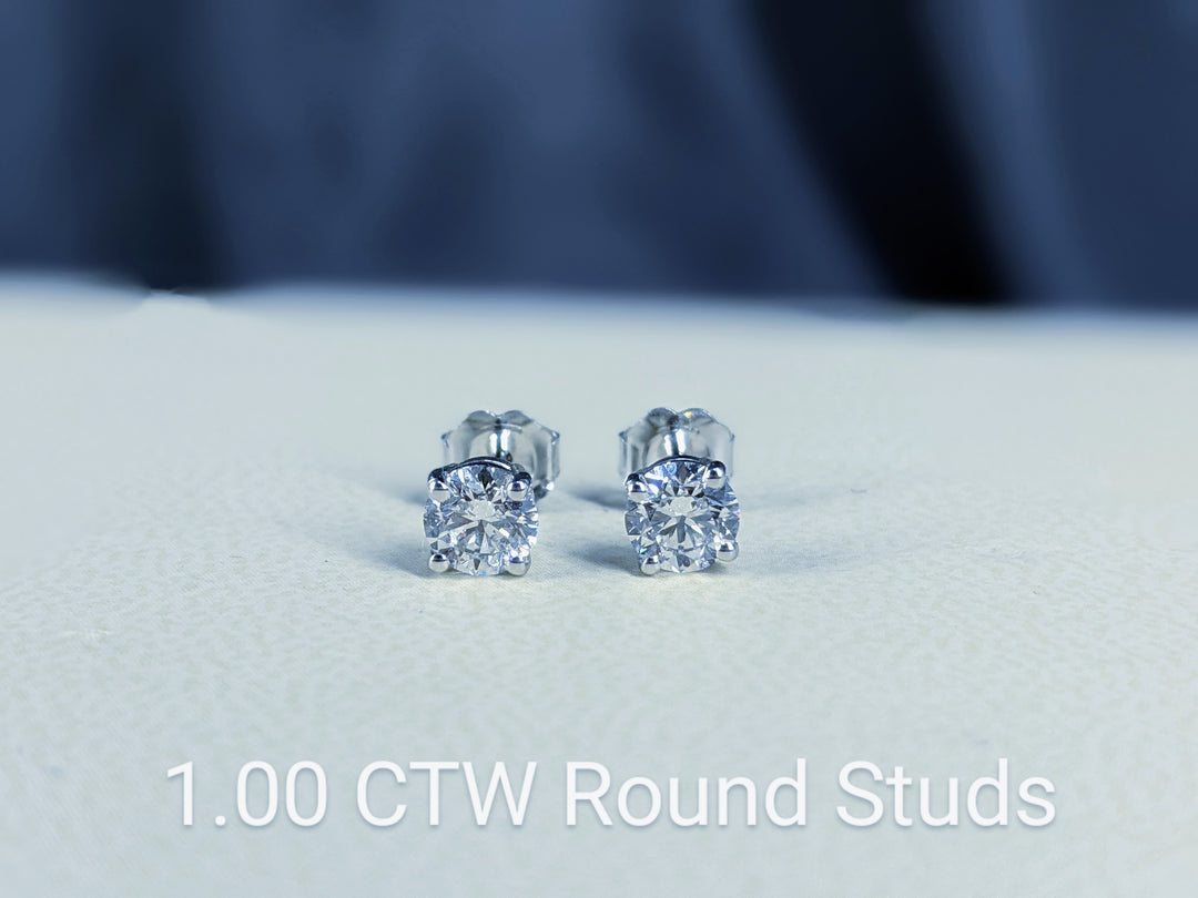 Platinum 4-Prong Round Cut Diamond Stud Earrings 1.00 ct. tw.