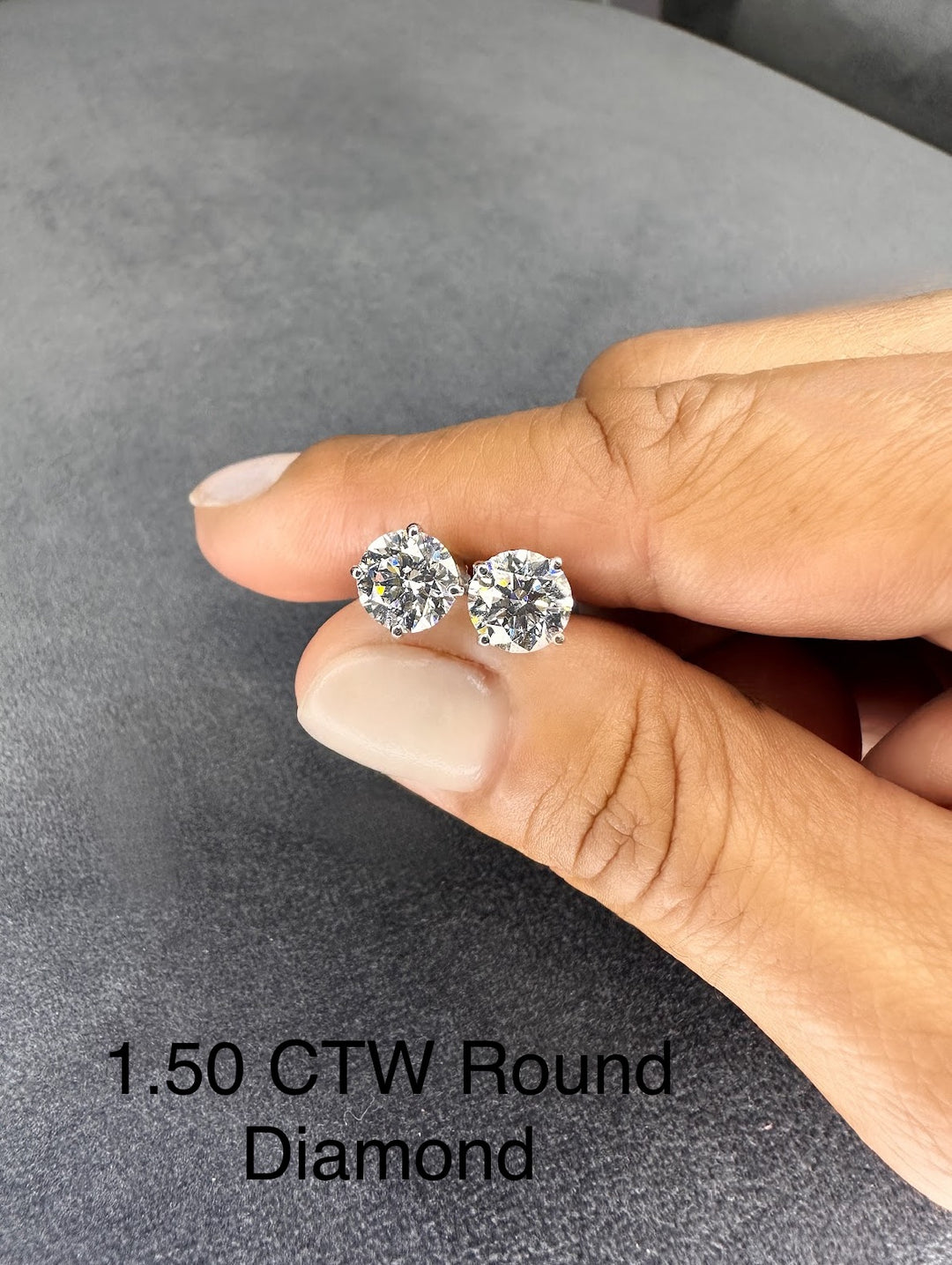 Platinum 4-Prong Round Cut Diamond Stud Earrings 1 1/2 ct. tw.