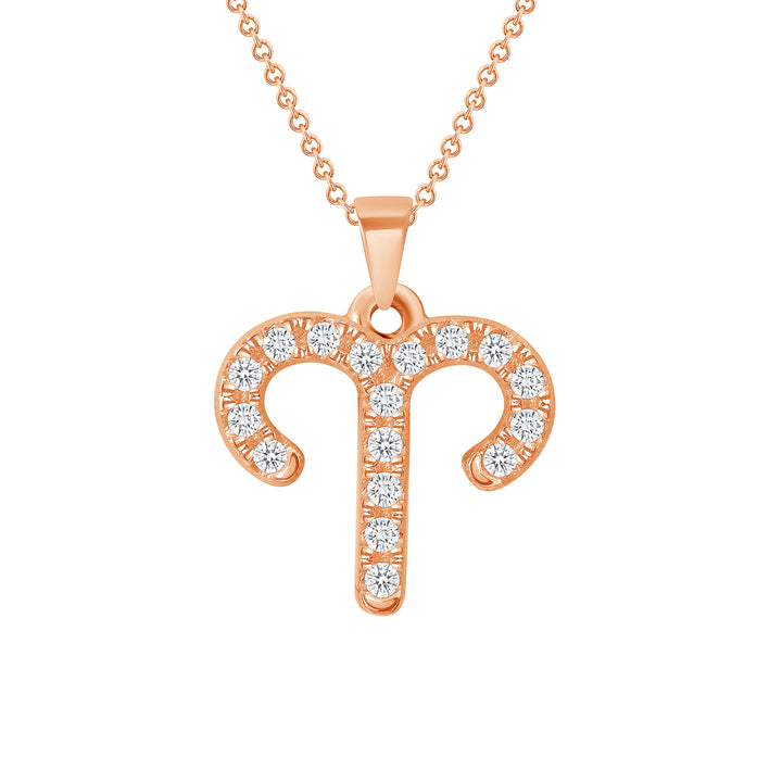 0.20 Carat Round Cut Diamond 14K Gold Zodiac Symbol Pendants