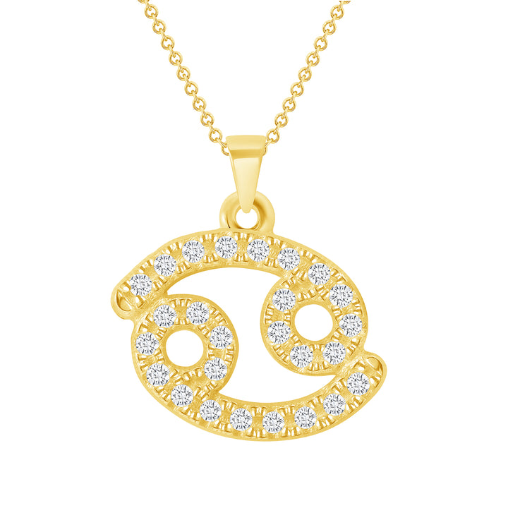 0.20 Carat Round Cut Diamond 14K Gold Zodiac Symbol Pendants