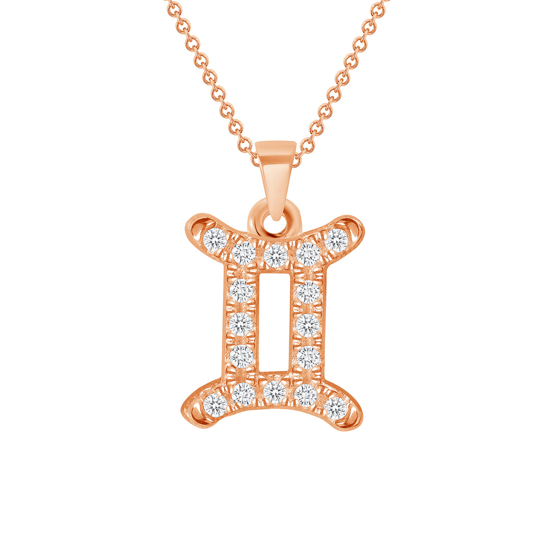 0.20 Carat Round Cut Diamond 14K Gold Zodiac Symbol Pendants