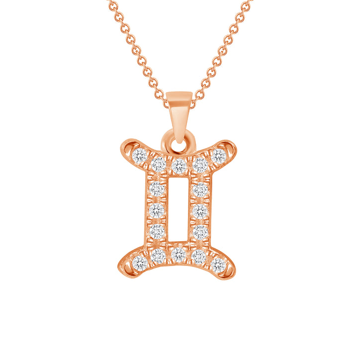 0.20 Carat Round Cut Diamond 14K Gold Zodiac Symbol Pendants