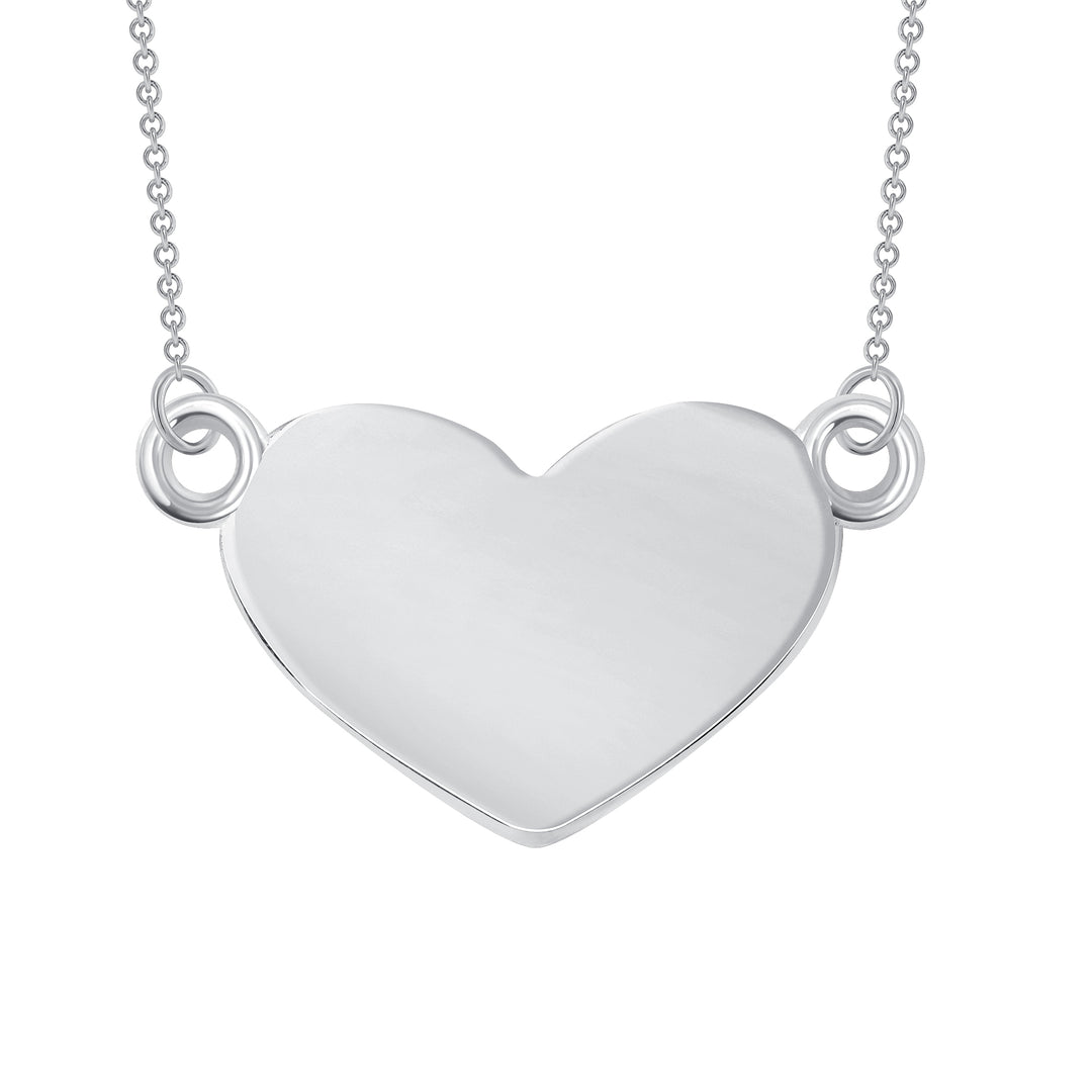 14K Gold Engravable Heart Pendant with 17" Rolo Chain