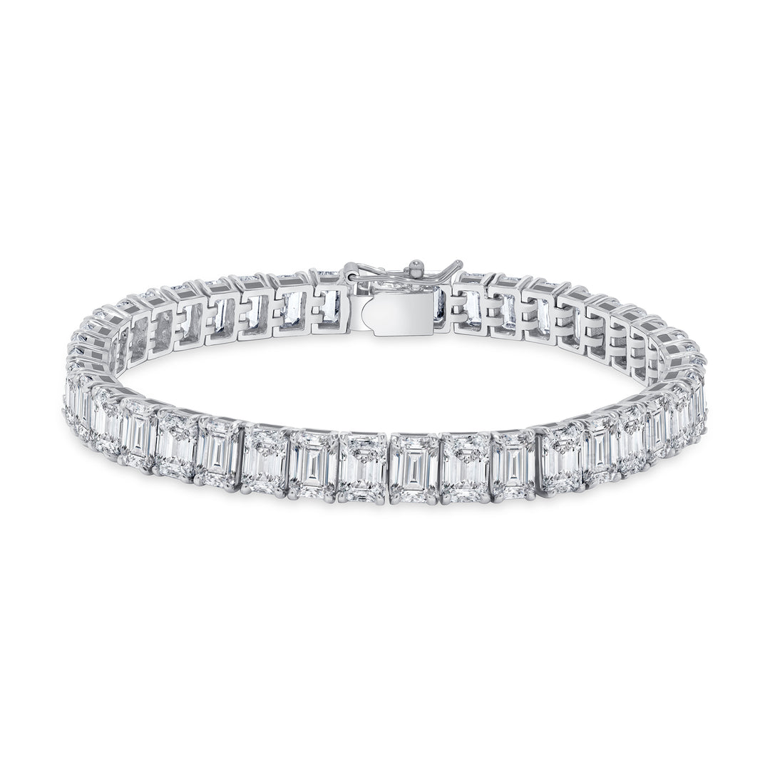 21.50 ctw. Emerald Cut Natural or LAB Diamond Tennis Bracelet