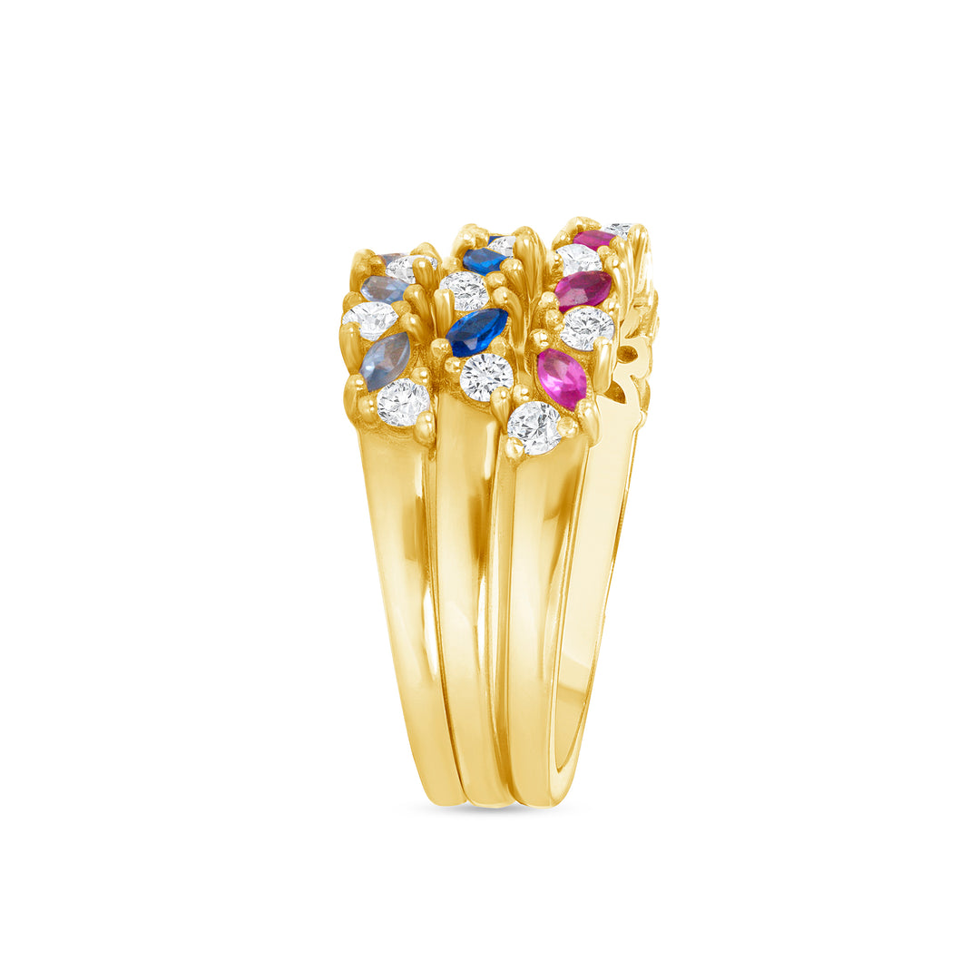 Alyce 14K Gold Colorful 0.50 Ct. Mix Cut Gem and Diamond Stack-Able Rings