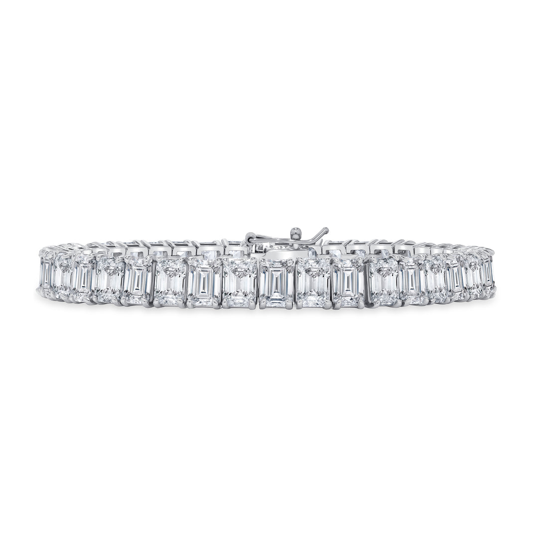 21.50 ctw. Emerald Cut Natural or LAB Diamond Tennis Bracelet