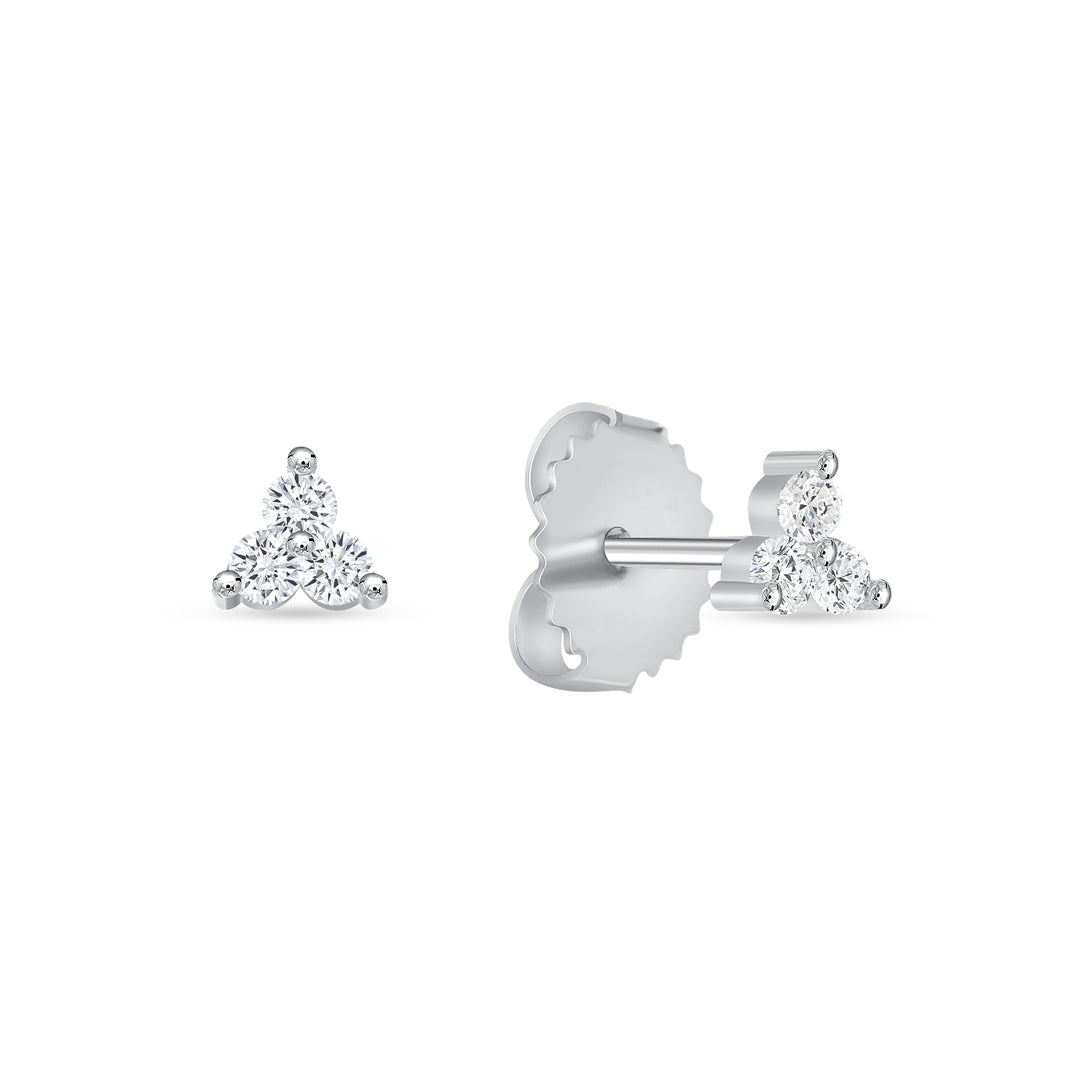 0.12 Carat Three Stone Diamond Stud Earrings