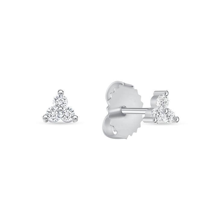 0.12 Carat Three Stone Diamond Stud Earrings