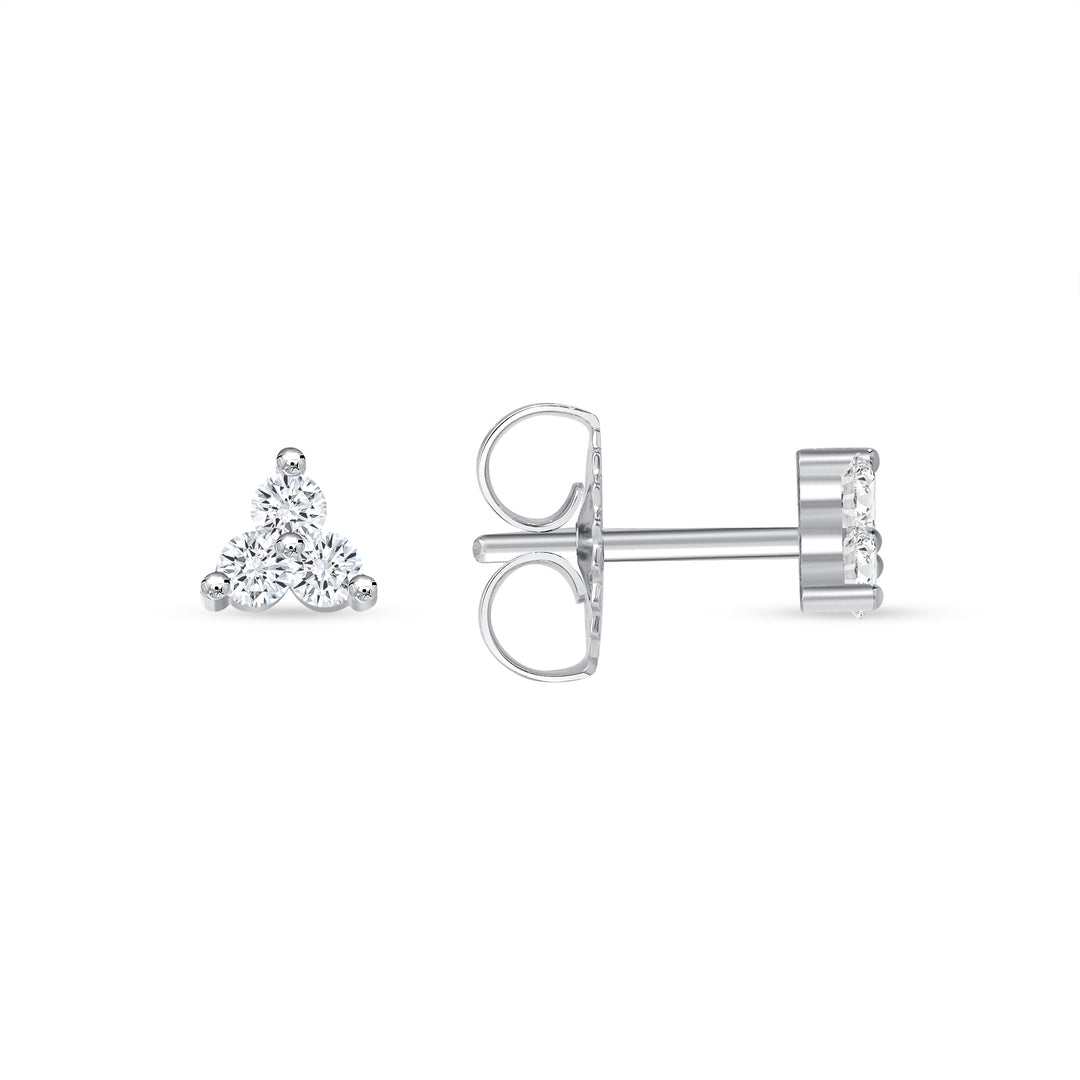 0.12 Carat Three Stone Diamond Stud Earrings