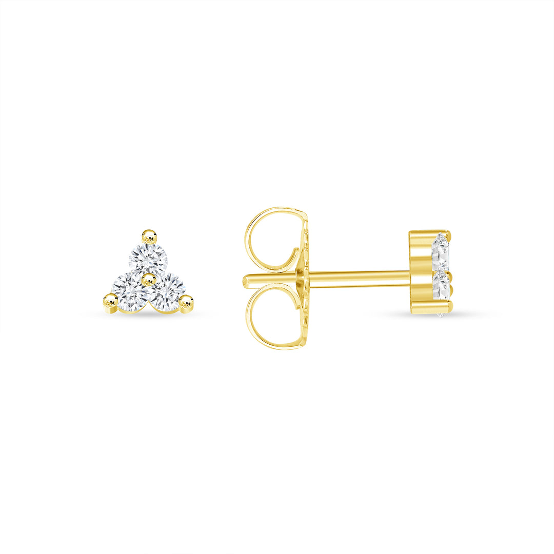 0.12 Carat Three Stone Diamond Stud Earrings