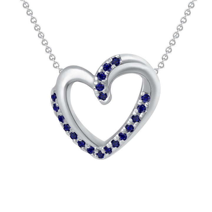 Love Heart Pendant 0.20 Carat Round Cut Blue Sapphire Pendant in Yellow, Rose or White Gold 16" Chain