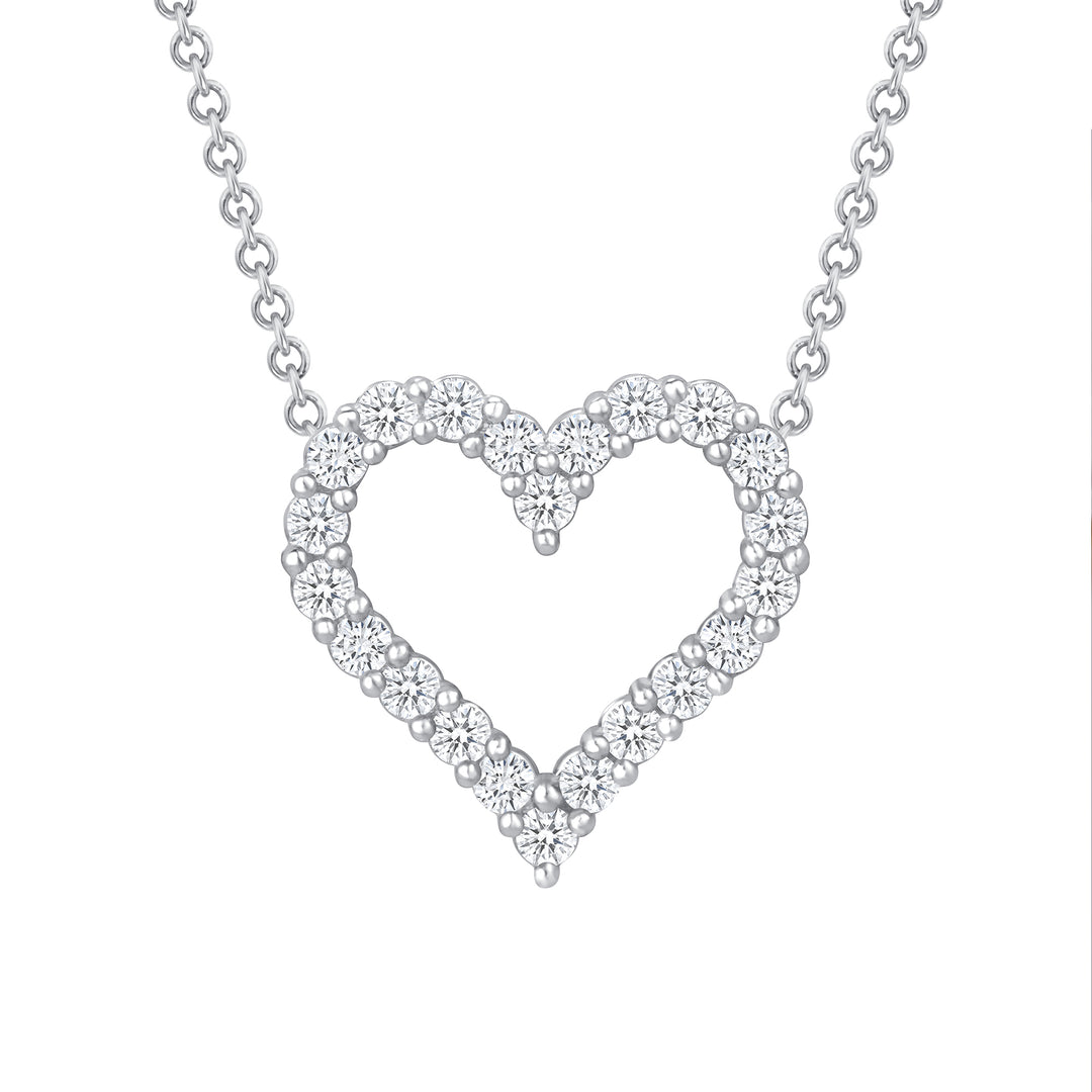 Diamond Heart Pendant 0.23 Carat Round Cut in Yellow, Rose or White Gold 16" Chain