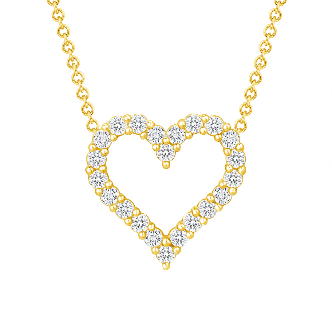 Diamond Heart Pendant 0.23 Carat Round Cut in Yellow, Rose or White Gold 16" Chain