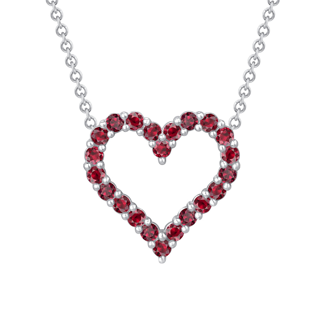 Ruby Heart Pendant 1/4 Carat Round Cut in Yellow, Rose or White Gold 16" Chain