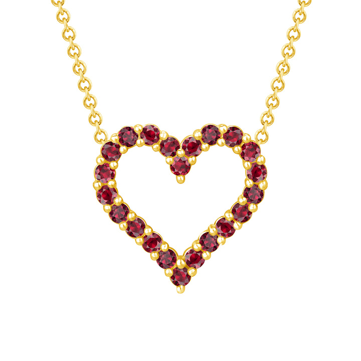 Ruby Heart Pendant 1/4 Carat Round Cut in Yellow, Rose or White Gold 16" Chain