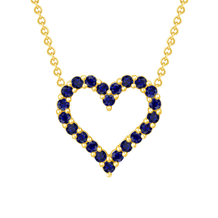 Sapphire Heart Pendant 0.23 Carat Round Cut in Yellow, Rose or White Gold 16" Chain