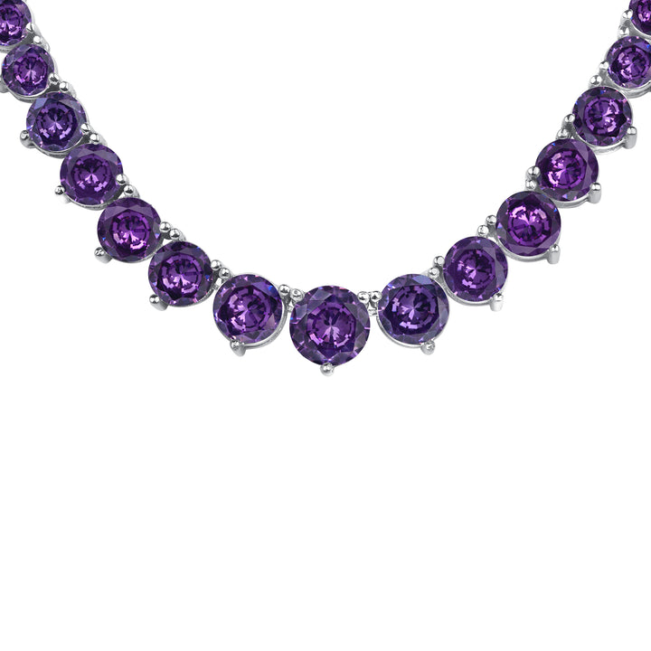 Riviera Round Brilliant Cut Natural Amethyst Necklace