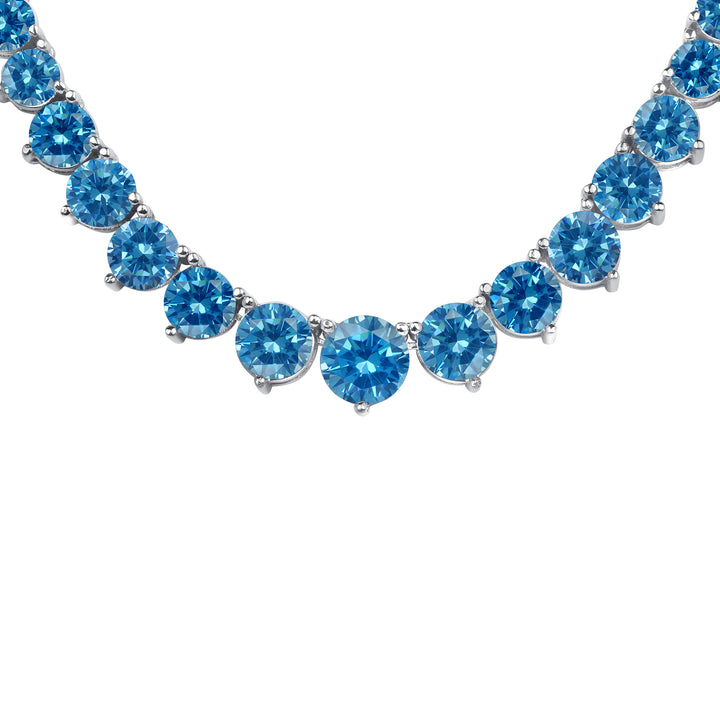 Riviera Round Brilliant Cut Natural Blue Topaz Necklace