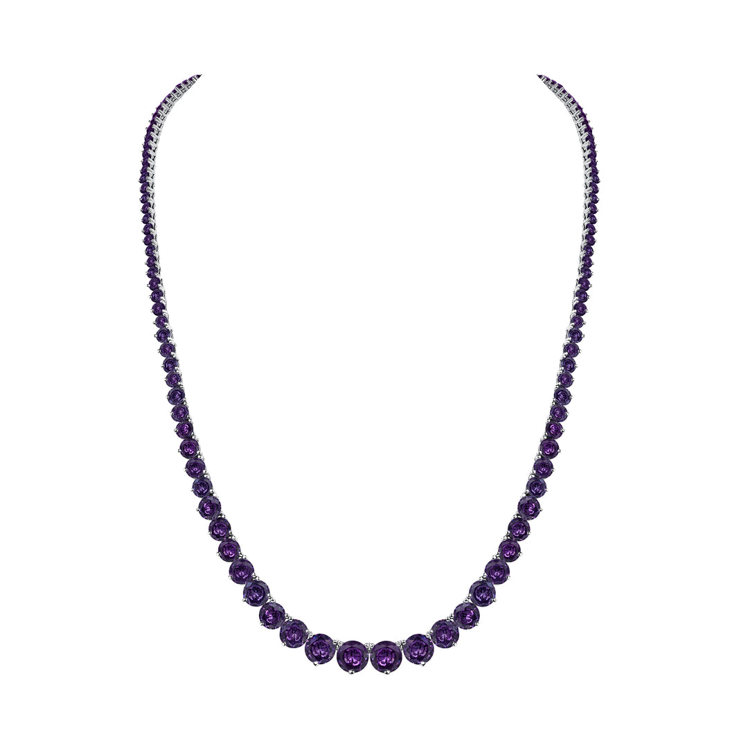 Riviera Round Brilliant Cut Natural Amethyst Necklace