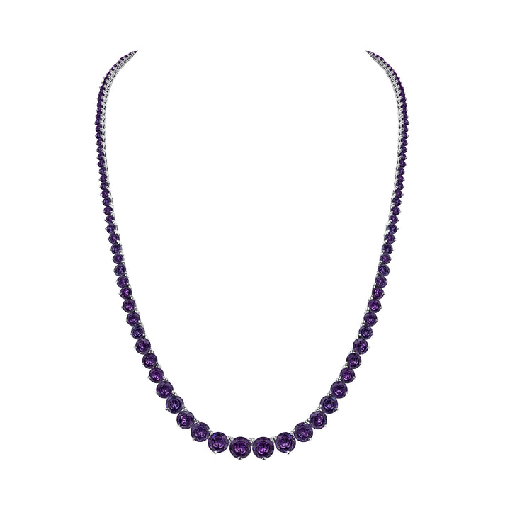 Riviera Round Brilliant Cut Natural Amethyst Necklace