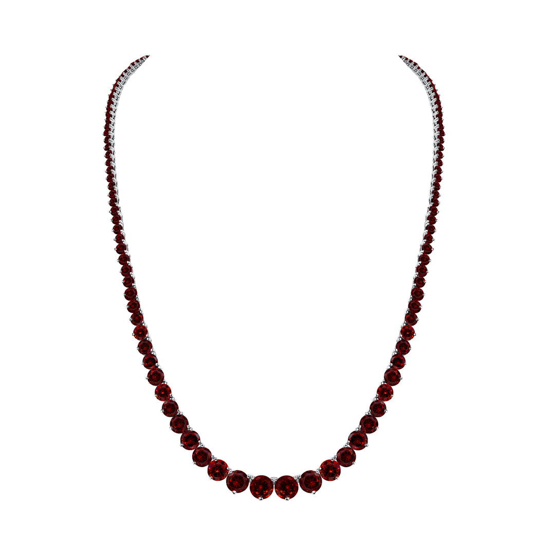 Riviera Round Brilliant Cut Natural Garnet Necklace