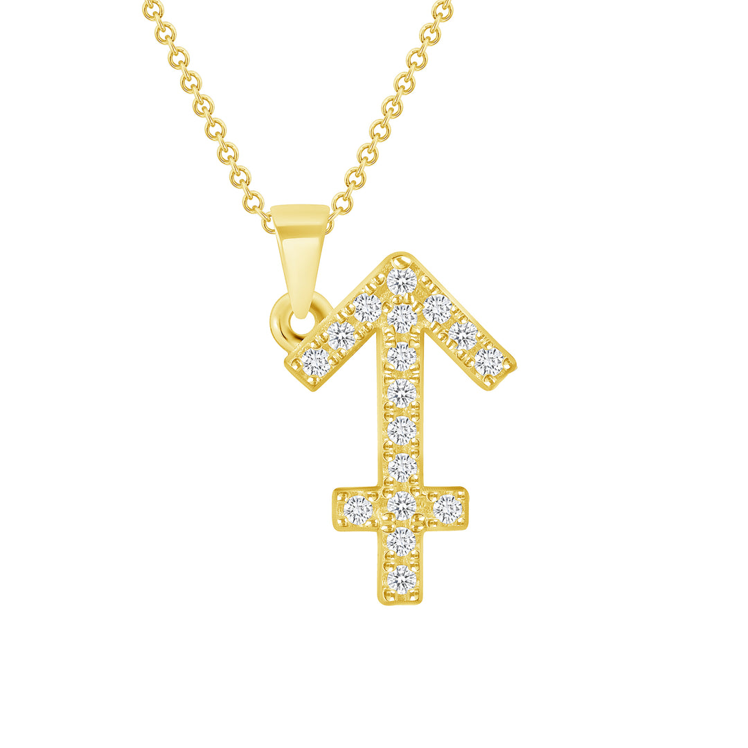 0.20 Carat Round Cut Diamond 14K Gold Zodiac Symbol Pendants