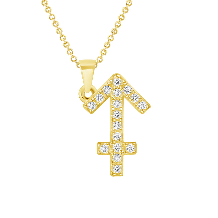 0.20 Carat Round Cut Diamond 14K Gold Zodiac Symbol Pendants