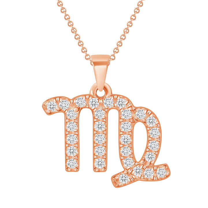 0.20 Carat Round Cut Diamond 14K Gold Zodiac Symbol Pendants