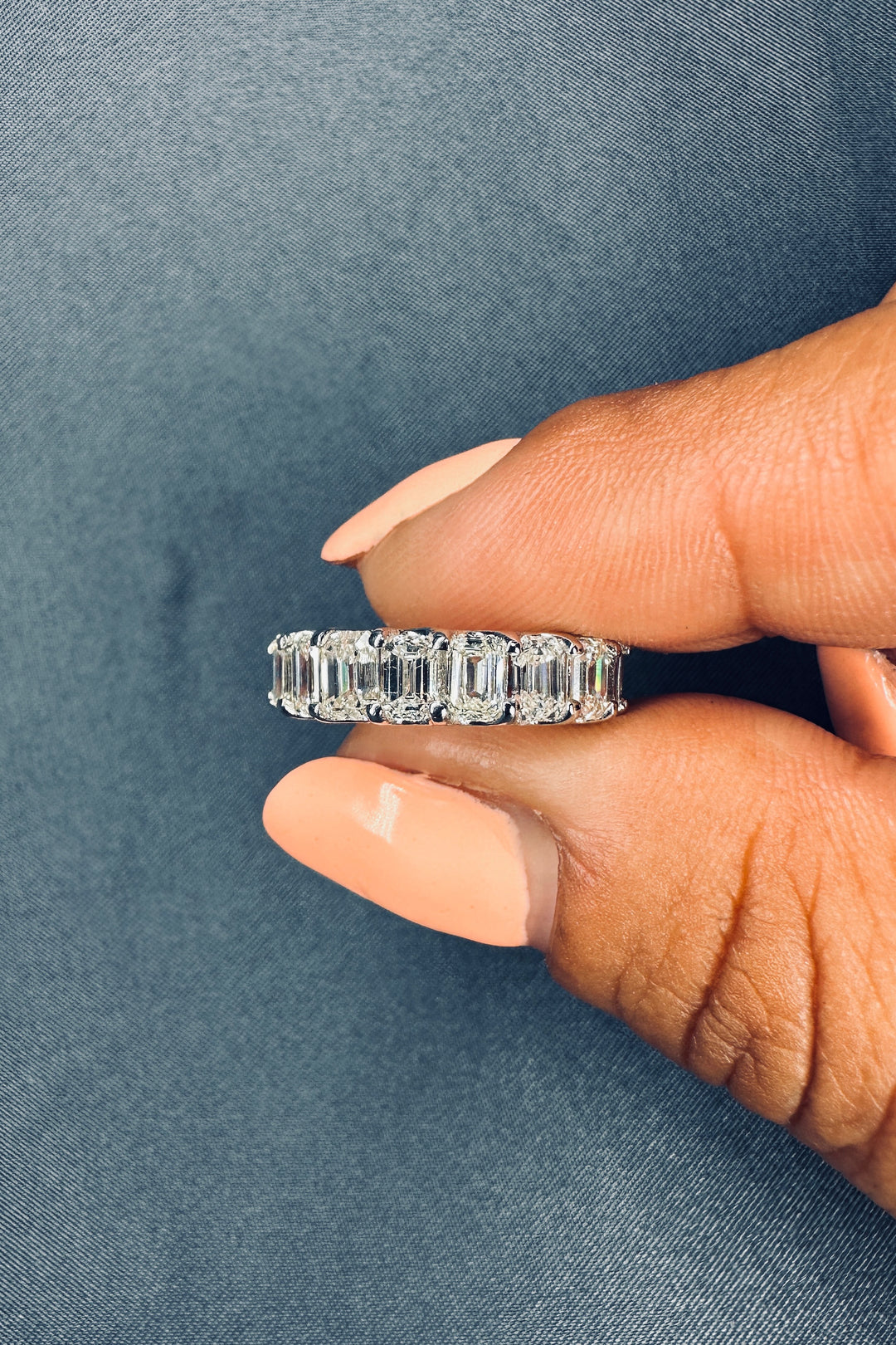 4.00 Carat Emerald Cut Diamond Eternity Band H, VS