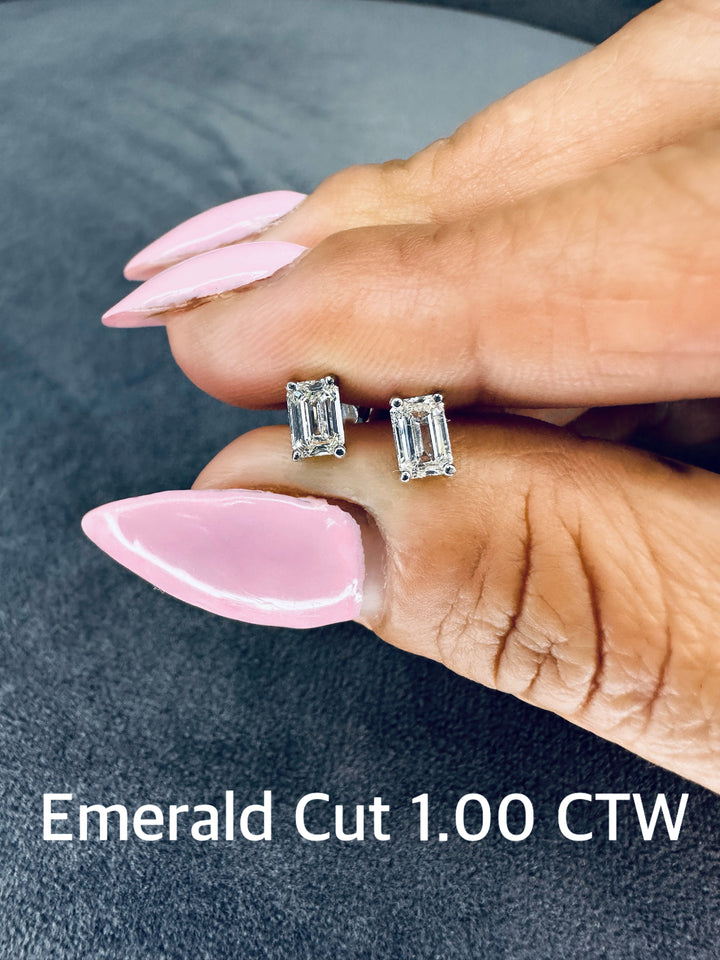 Emerald Cut Diamond Stud Earrings 0.30-2.00 ct.