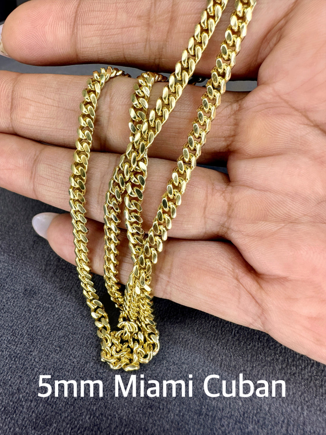 Solid 14K Yellow Gold 5 mm, 6 mm Miami Cuban Link Chain Necklace 16"-26"