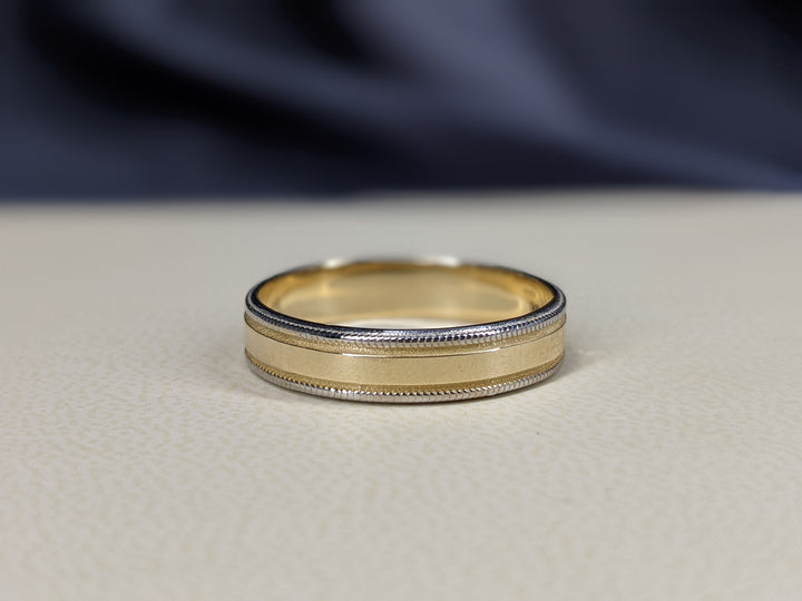 6.5MM Two Tone Gold with Rope Wedding Band