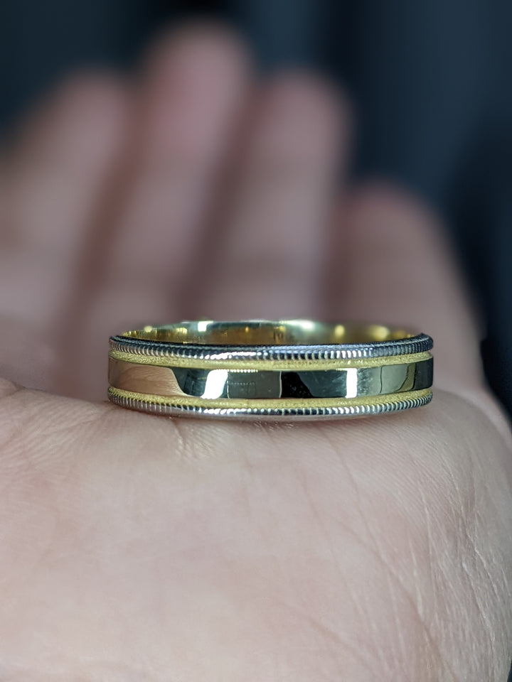 6.5MM Two Tone Gold with Rope Wedding Band