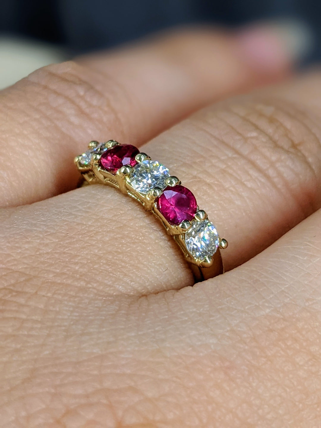 1.25 Carat Round Cut Diamond & Natural Ruby Band