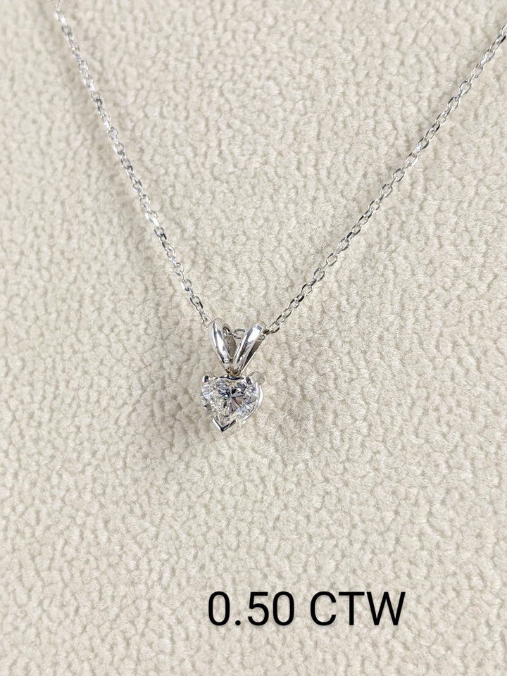 Solitaire 0.25-1.00 Ct. Tw. Heart Shape Cut Diamond Pendant