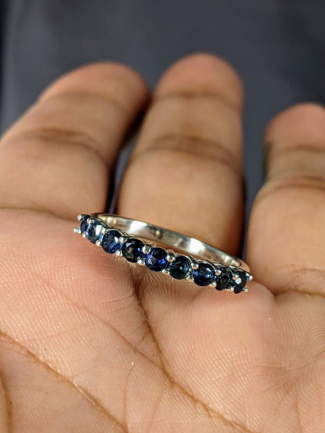 9-Stone 0.75 Ct. Tw. Brilliant Round Cut Natural Blue Sapphire Band