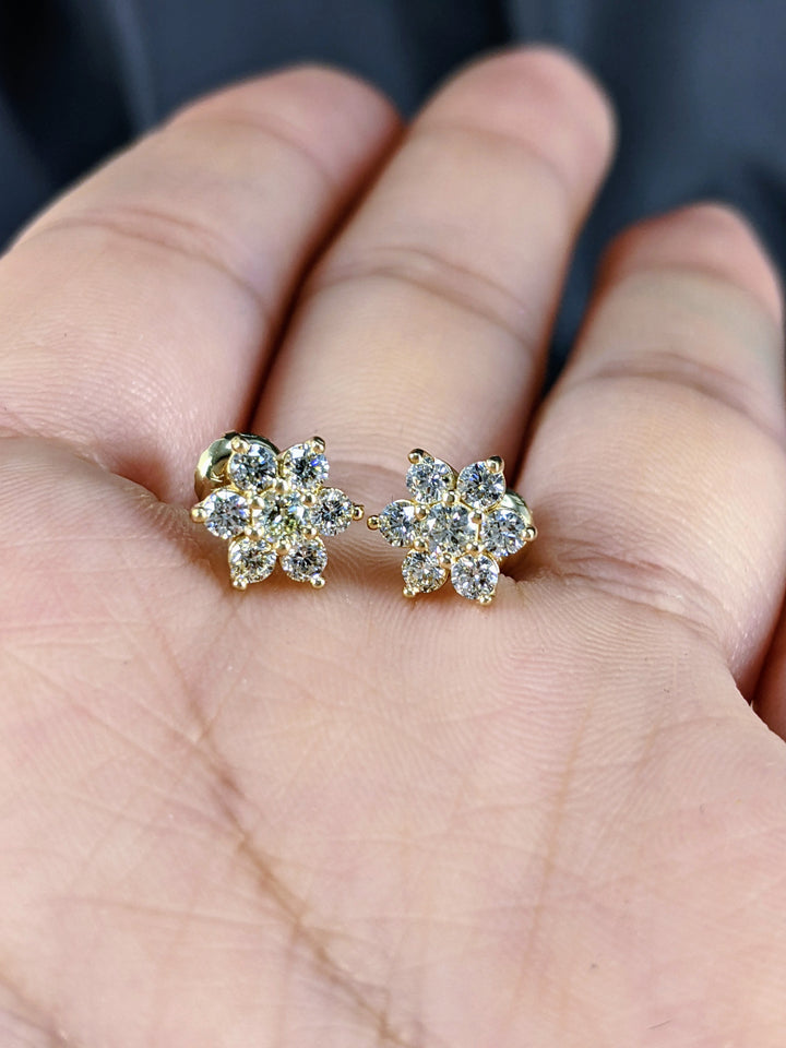 0.90 Ct. Tw. Flower Design Diamond Earrings