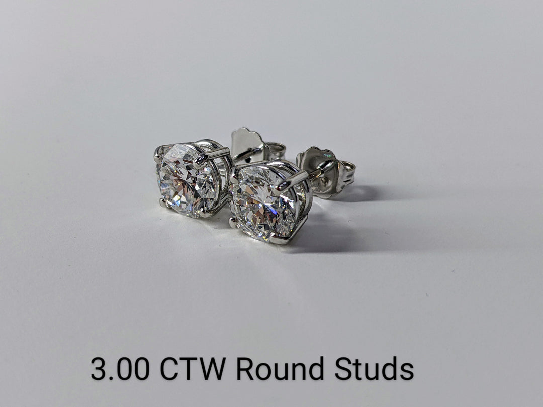 Certified Lab Round Cut 1.50 - 4.00 Carat Diamond 4-prong Stud Earrings / F,VS2 Excellent Cut