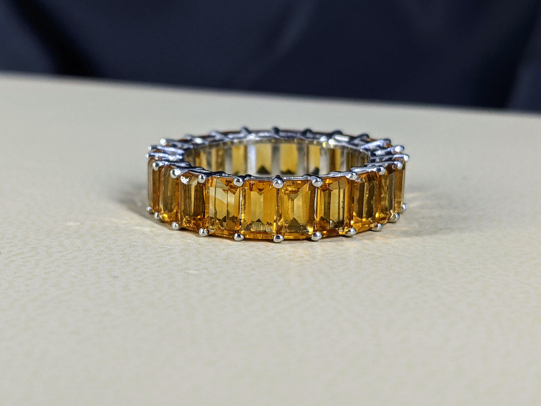 6.00 Carats Natural Citrine Emerald Cut Eternity Band 5X3MM