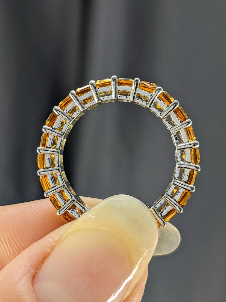 6.00 Carats Natural Citrine Emerald Cut Eternity Band 5X3MM