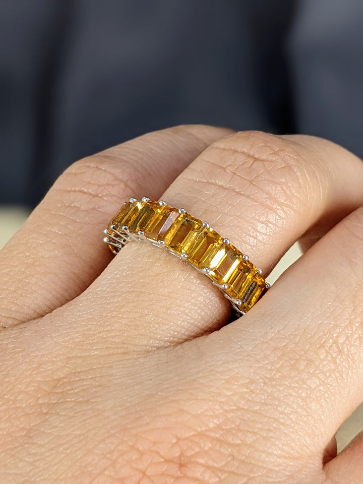 6.00 Carats Natural Citrine Emerald Cut Eternity Band 5X3MM