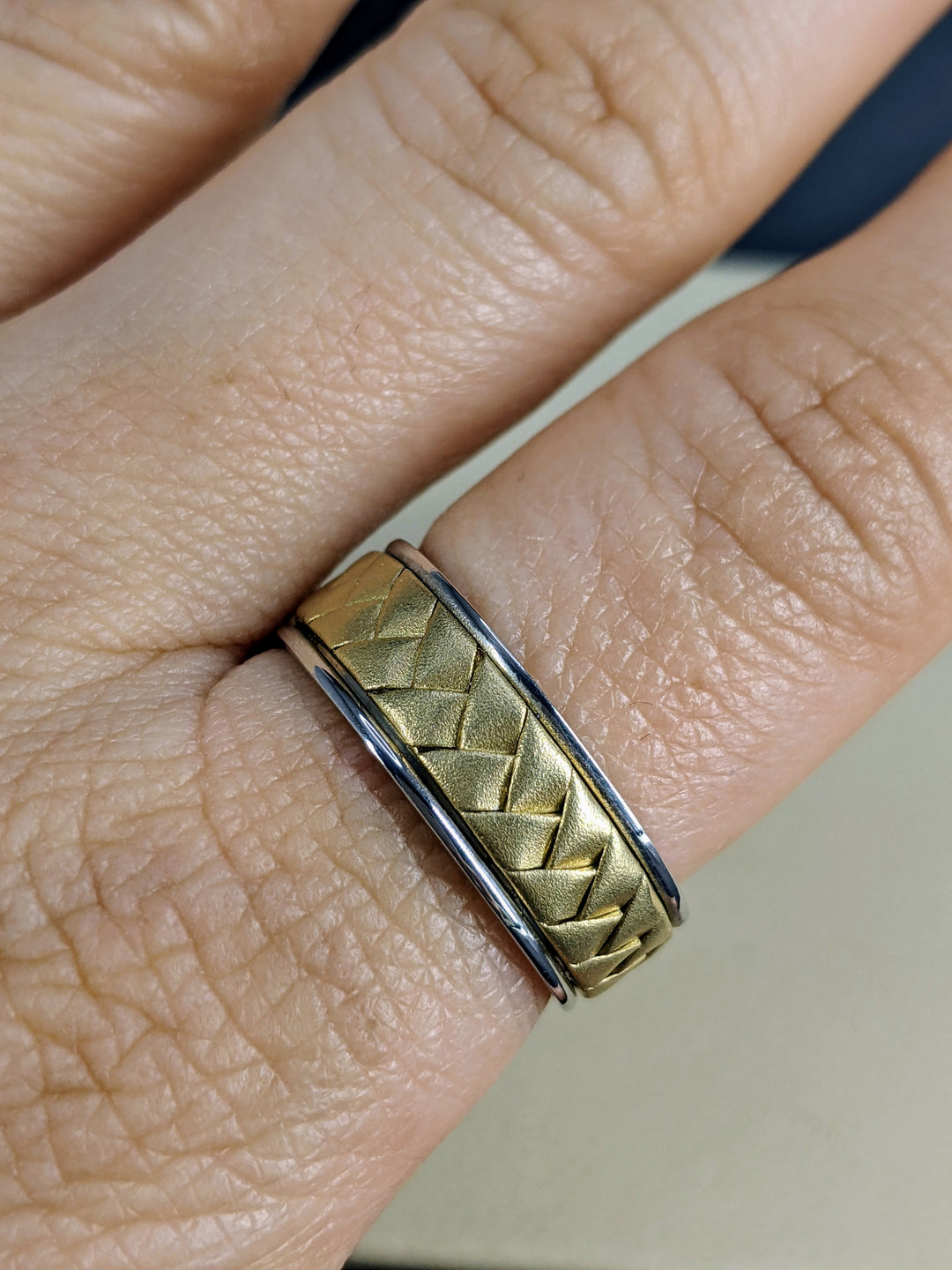 7MM Hand Braided Yellow Gold Center Wedding Band