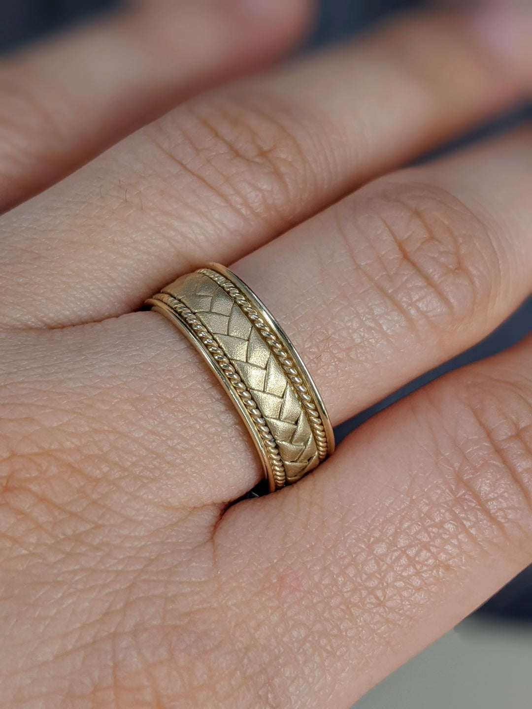 Solid Gold 8MM Hand Braided Wedding Band