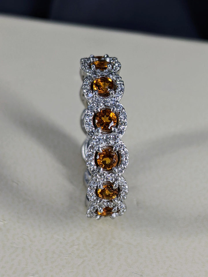 3.00 Carat Natural Citrine & 1.50 Carat Diamond Eternity Band