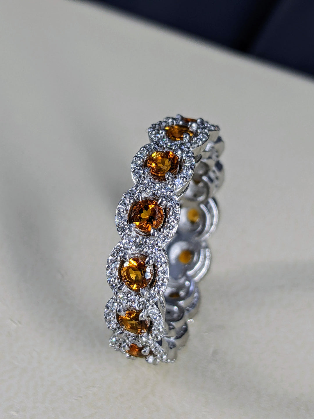 3.00 Carat Natural Citrine & 1.50 Carat Diamond Eternity Band