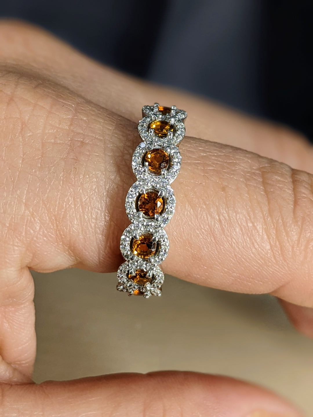 3.00 Carat Natural Citrine & 1.50 Carat Diamond Eternity Band