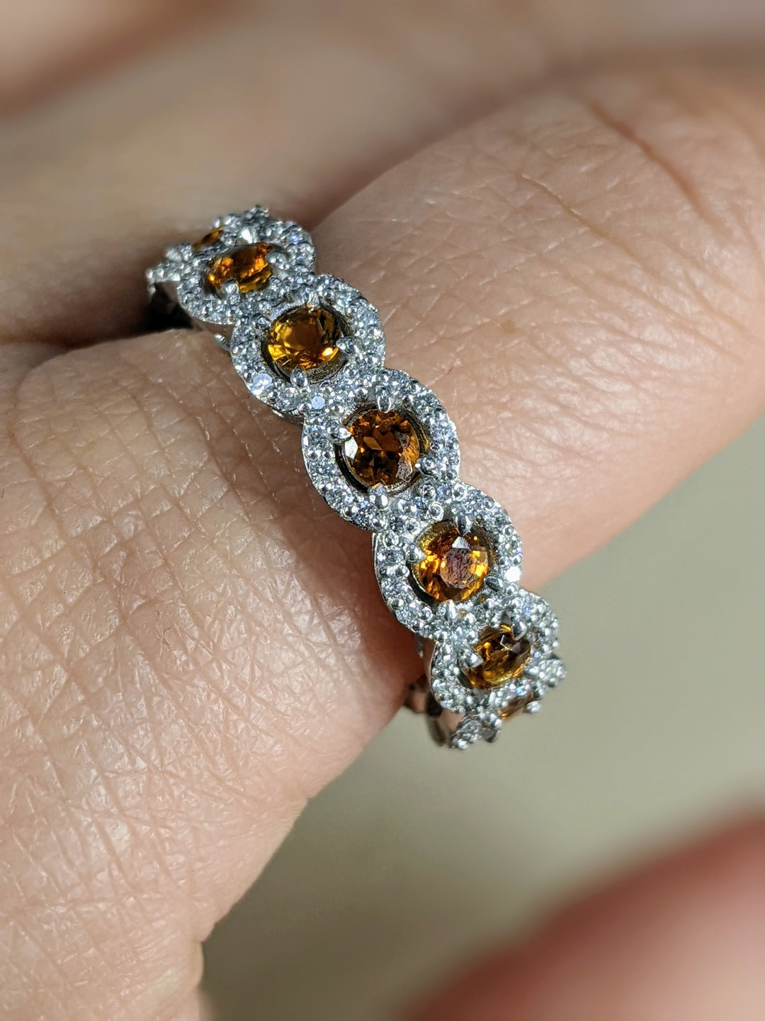 3.00 Carat Natural Citrine & 1.50 Carat Diamond Eternity Band