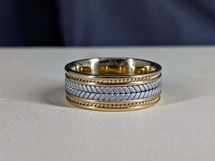 8MM Two-Tone Hand Braided with Rope Wedding Band