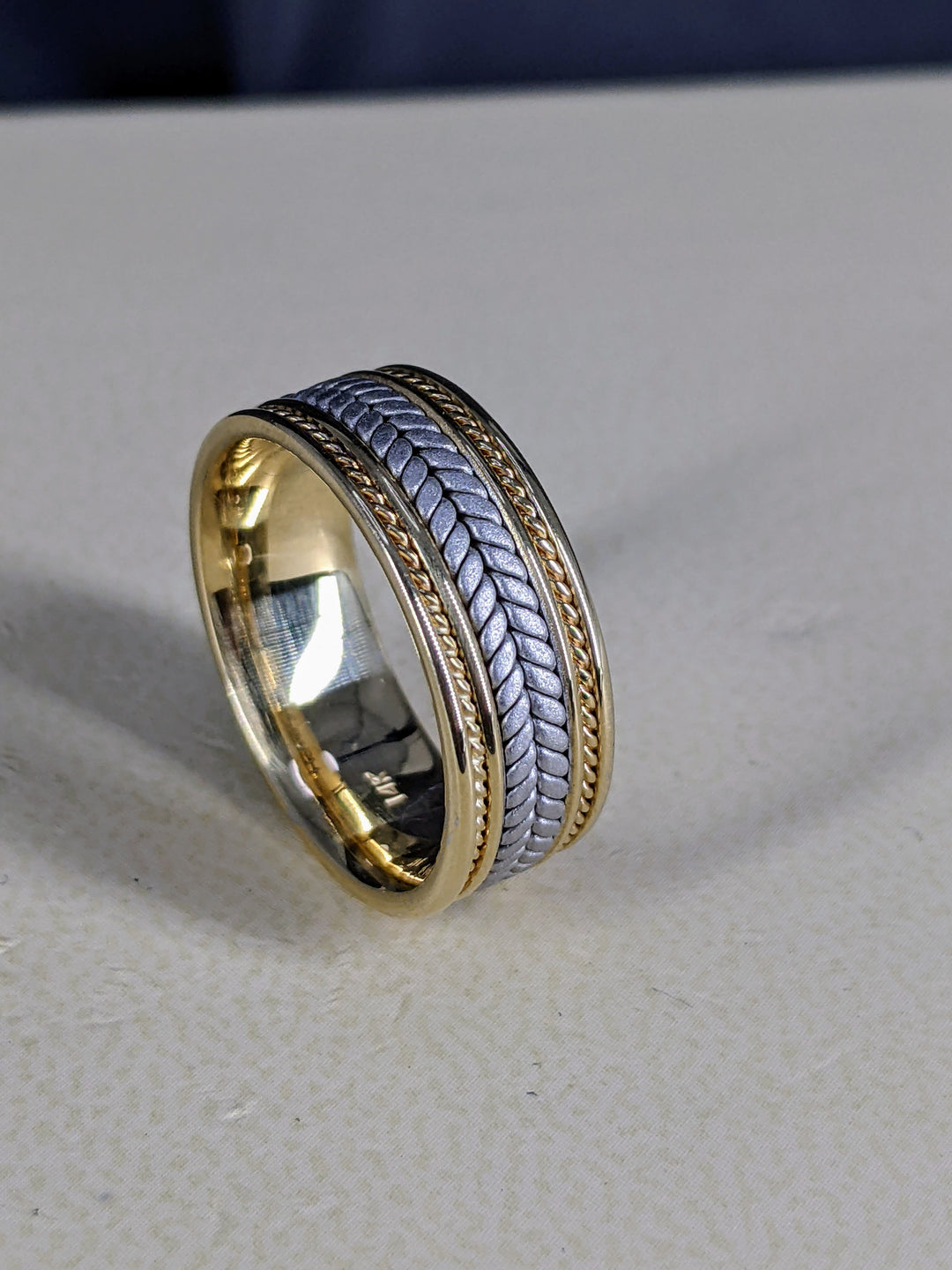 8MM Two-Tone Hand Braided with Rope Wedding Band